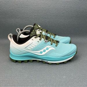 Saucony Peregrine 10 Trail Running Shoe Womens Size 10 S10568-25 Blue Green
